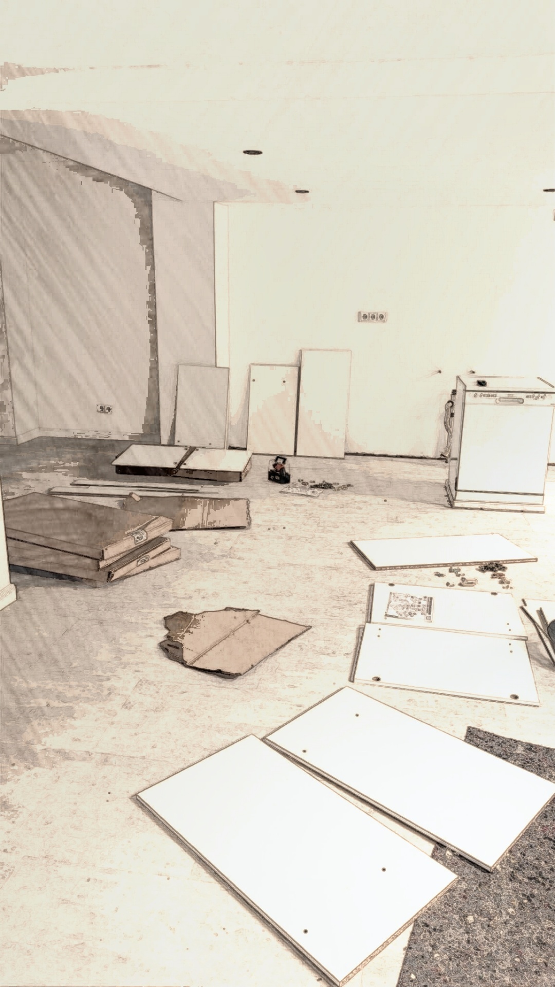 Aufbau der Möbel im Studio